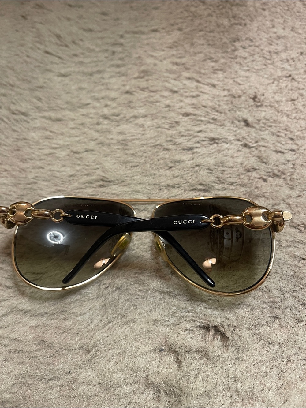 Gucci Gold Aviator Sunglasses with Gray Lenses - Picture 2 of 7